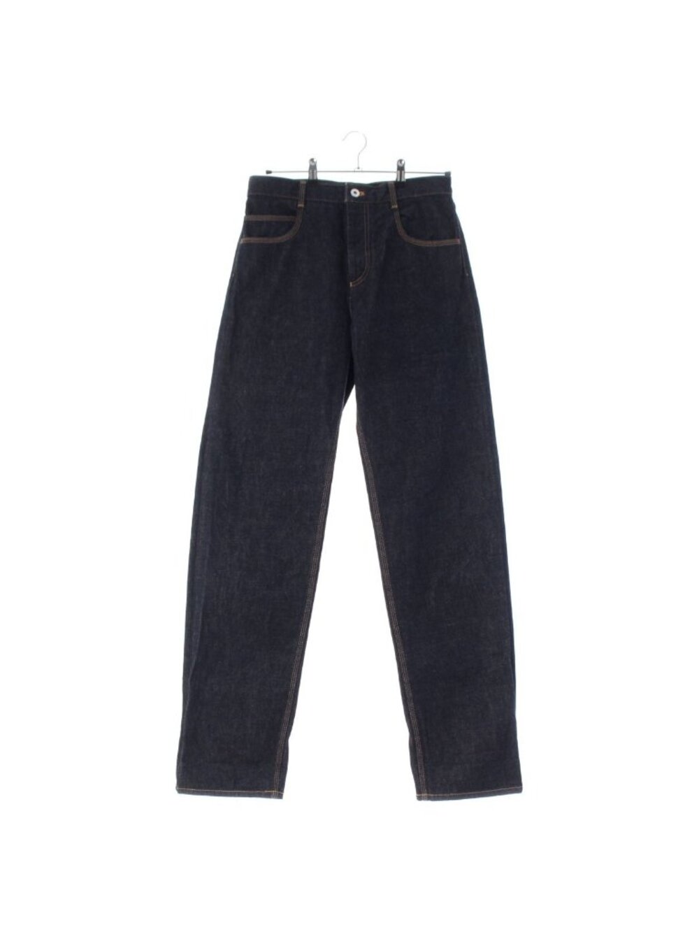 Bottega Veneta Cotton Denim Button Fly Pants Tapered Indigo Blue Green 38